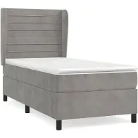 vidaXL Cama con somier y colchón de la marca , color gris claro, dimensiones 90x200 cm, tapizada en terciopelo