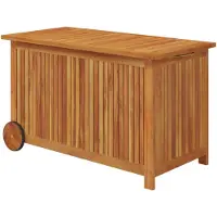 vidaXL Cofre de jardín con ruedas, 90x50x58 cm, madera maciza de acacia