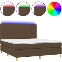 vidaXL Cama con somier y colchón , color marrón oscuro, 160x200 cm, tapizada en tela