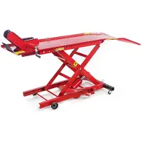 HBM mesa elevadora para motos 134,5 x 46 cm, 360 kg, roja