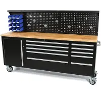 OEM Carro de herramientas con pared trasera 215 cm, negro