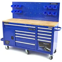 OEM banco de trabajo 158 cm con 10 cajones, puerta y panel trasero, azul