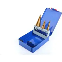 HBM Conjunto de brocas escalonadas HSS de 3 piezas recubiertas de TIN / Conjunto de brocas de escalón