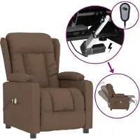 vidaXL Silla de masaje eléctrica, color marrón, tapizada en tela