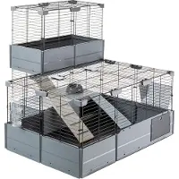 Ferplast Multipla Double, jaula para cobayas o conejos, color gris, fabricada en metal y plástico, dimensiones: 1075 mm x 720 mm