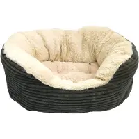 Rosewood Cama para perros , forma ovalada, tamaño grande, con cubierta de cuerda y felpa, color gris/crema