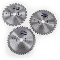 HBM 160 mm Juego de hojas de sierra circular Profi de 3 piezas para sierra de inmersión