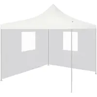 vidaXL Tienda de campaña plegable para fiestas, profesional, con 2 paredes laterales, de 2x2 metros, acero, color blanco