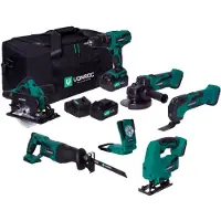 Vonroc Juego de herramientas VPower 20V - 4.0Ah | Incl. 2 baterías, cargador y bolsa de herramientas de alta resistencia