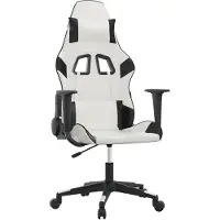 vidaXL Silla de juego de con función de masaje, en blanco y negro, tapizada en cuero sintético