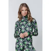 Colourful Rebel Neyo Graphic Peached Turtleneck Top Bright Green Talla: XXS | Manga Larga Outlet | Mujer | Verde