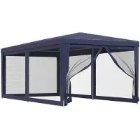 vidaXL : Tienda de campaña para fiestas con 6 paneles laterales de malla, color azul, 3x6 metros, fabricada en HDPE