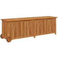 vidaXL Cofre de jardín con ruedas, 150x50x58 cm, madera maciza de acacia
