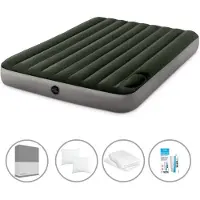 OEM Colchón inflable para 2 personas - 152 x 203 x 25 cm - Verde - Completo con sábanas, almohada, funda de almohada y kit de reparación