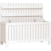 vidaXL Cofre para jardín, blanco, 108x42,5x54 cm, madera maciza de pino