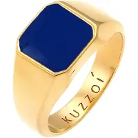 KUZZOI Anillo 'Enamel' azul oscuro / oro