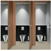Delabie Hilo para cepillos de inodoro . Modelo de montaje en pared, con desagüe de fondo, acabado cromado pulido.
