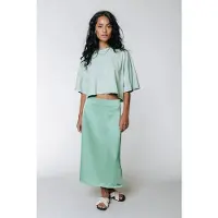Colourful Rebel Hinte Uni Satin Slit Midi Skirt Mint Talla: S | Faldas Midi Outlet | Mujer | Cian