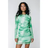 Colourful Rebel Juda Tie Dye Gathered Mesh Dress Mint Talla: S | Mini Vestidos Outlet | Mujer | Cian
