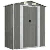 vidaXL . Cobertizo para herramientas, gris claro, 192x108x223 cm, acero galvanizado