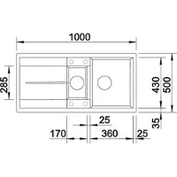 BLANCO METRA 6 S, Lavabo de encimera, rectangular, acero inoxidable, , 2 cubetas, rectangular
