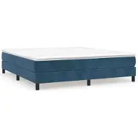 DKD Home Decor Cama con somier y colchón de la marca vidaXL, color azul oscuro, dimensiones 180x200 cm, tapizada en terciopelo