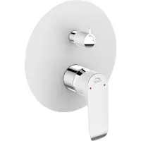 Laveo Batería empotrada de pared Alea, cromada/blanca, con interruptor BLE_60PD: duradera, de cerámica, de un solo mando, para montaje en pared