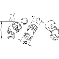 Ks Tools 911.3846, Llave de vaso, 3/8", métrica, 1 cabeza, 15 mm, acero cromo vanadio