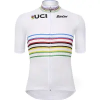 Santini - Women's UCI Official World Champion Master Jersey - Maillot de ciclismo size L, blanco
