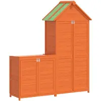 vidaXL Juego de 2 cobertizos para herramientas, color marrón, madera maciza de pino