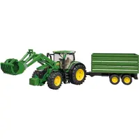 BRUDER Muñeco De Tractor Bruder John Deere 7r 350 Con Cargador Y Remolque