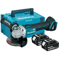Makita Amoladora angular sin cable DGA 506 RTJ 18 V 125 mm sin escobillas + 2x batería recargable 5,0 Ah + cargador + Makpac