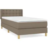 vidaXL Cama con somier y colchón de la marca , color taupe, dimensiones 100x200 cm, tapizada en tela