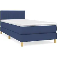vidaXL Cama con somier y colchón azul, 100x200 cm, tapizada en tela