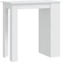 vidaXL Barra alta con superficie de almacenamiento, color blanco, 102x50x103,5 cm, fabricada en material de madera