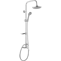 Deante Juego de ducha con ducha de lluvia y grifo NBJ 01RK JOKO ROUND, de 5 funciones, cromado, barra de 1100 mm, manguera de 1500 mm