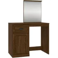 vidaXL Mesa de tocador con espejo, color marrón, diseño imitación roble, 90x50x132,5 cm