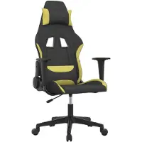 vidaXL Silla de juego de con función de masaje, color negro y verde claro, tapizada en tela