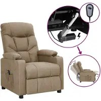 vidaXL Sillón reclinable eléctrico, color taupe, tapizado en tela