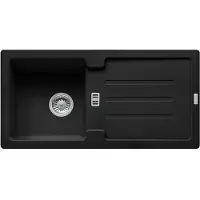 Franke Strata, modelo STG 614-86, 3 1/2 pulgadas, 860x435 mm, reversible, con desbordamiento, válvula excéntrica con cesto filtrante, color negro mate