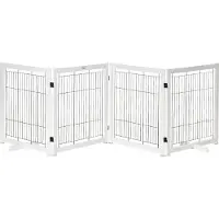 PawHut . Rejilla protectora para puertas, de madera, para delimitar espacios, para perros. Rejilla plegable, color blanco