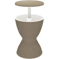 vidaXL Mesa 3 en 1 con enfriador de hielo, color marrón claro, fabricada en polipropileno
