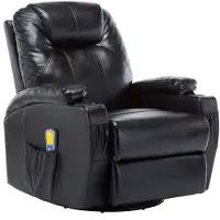 vidaXL Silla mecedora de masaje, color , tapizada en cuero sintético ()