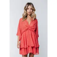 Colourful Rebel Mencia Small Geo Two Layer Mini Dress Bright Orange Talla: S | Mini Vestidos Outlet | Mujer | Naranja