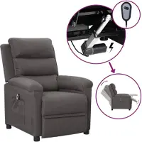 vidaXL Sillón reclinable eléctrico, color gris oscuro, tapizado en tela