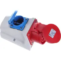 Nobrand Enchufe combinado CEE para montaje en pared, 5 polos, 16A, 6 horas, color rojo - Soporte combinado CEE para pared, grado de protección IP44, modelo D51...