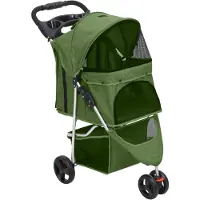 vidaXL Carro para perros plegable, color verde, 80x46x98 cm, fabricado en tejido Oxford