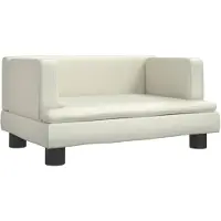 vidaXL Cama para perros, color crema, 60x40x30 cm, fabricada en cuero sintético