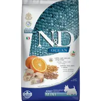 PADU N&D OCEAN DOG LG Adult Mini, alimento para perros adultos de razas pequeñas, sabor a bacalao y naranja, 2,5 kg