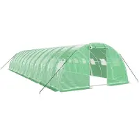 vidaXL Invernadero con estructura de acero, color verde, 48 m², dimensiones 12x4x2 metros